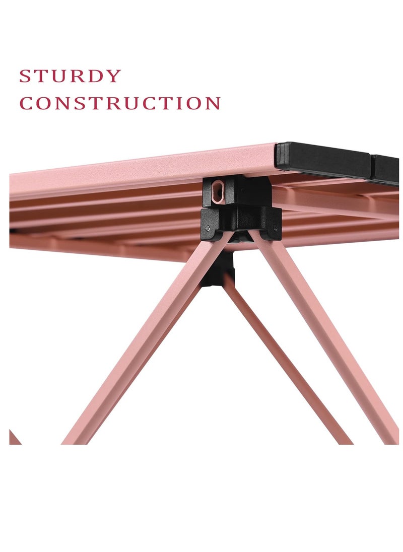 Generic - Medium Folding Camping Table with Aluminum Table Top, Beach Table for Sand with Carrying Bag,Prefect for Outdoor, Picnic, BBQ, Cooking, Festival (Pink) - Image 1