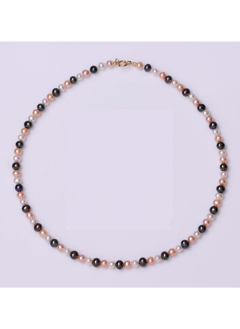 MIKURA - KIDS Necklace 1L 32Cm, Freshwater Pearls, A Quality, Mix Color, 4.5-3.5MM, 18KY - Image 1
