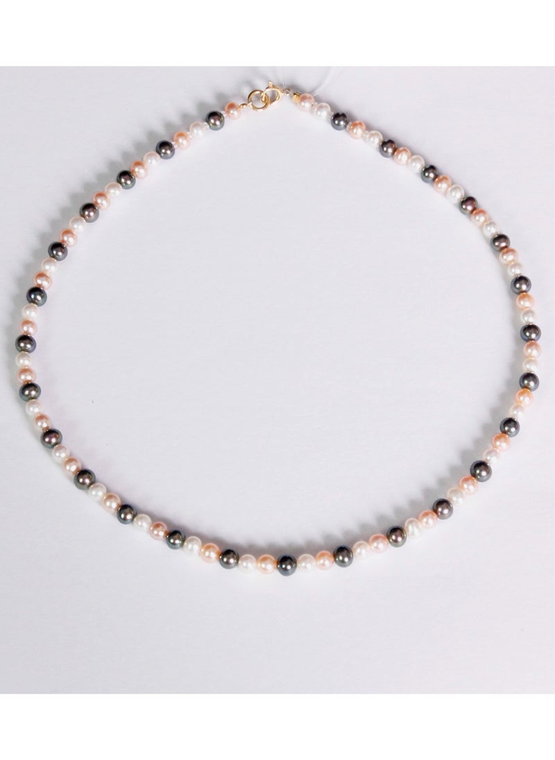 MIKURA - KIDS Necklace 1L 32Cm, Freshwater Pearls, A Quality, Mix Color, 4.5-3.5MM, 18KY - Image 1
