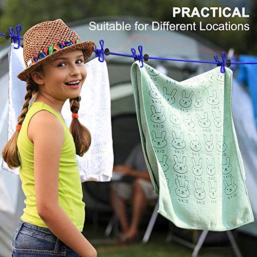 Newraturner 2 Pack Portable Clothesline with 12 Clothespins, Windproof Travel Stretchy Retractable Elastic Laundry Clothes Line for Backyard, Vacation Hotel, Balcony Drying - Image 4