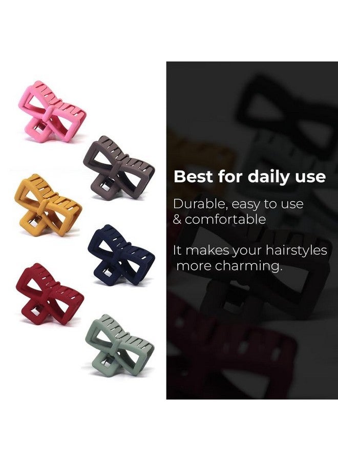 CHRONEX 6PCS Korean Style Matte Bow Shaped Hair Claw Hair Clips, Clutchers, Hair Extension, Hair Clips & Hair Claw for Womens & Girls - Image 4