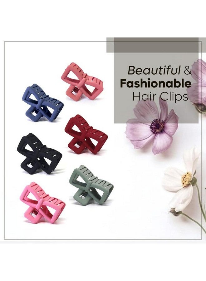 CHRONEX 6PCS Korean Style Matte Bow Shaped Hair Claw Hair Clips, Clutchers, Hair Extension, Hair Clips & Hair Claw for Womens & Girls - Image 2