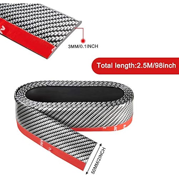 Samurai 2.5m/8.2ft Car Front Lip Universal Carbon Fiber Rubber Front Bumper Lip Splitter Spoiler for Car Side Skirt Lip Separator Waterproof Anti-Collision Protection for Truck - Image 2