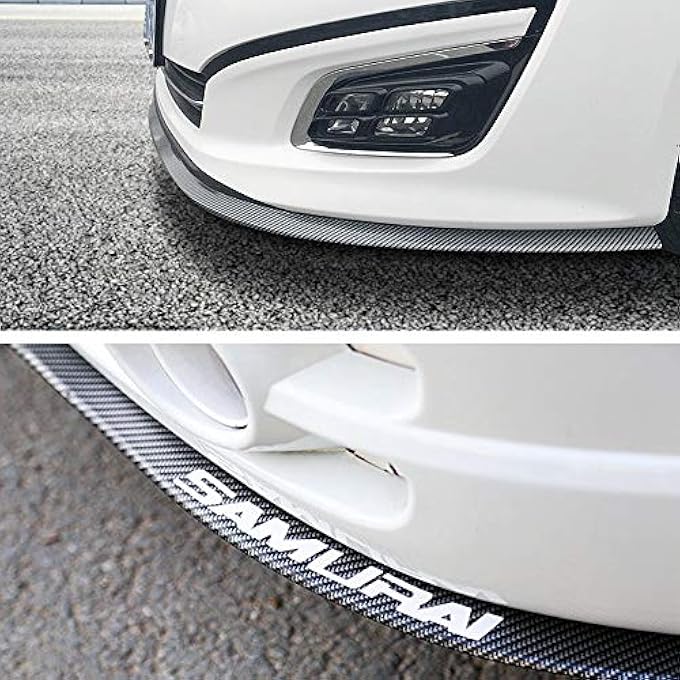 Samurai 2.5m/8.2ft Car Front Lip Universal Carbon Fiber Rubber Front Bumper Lip Splitter Spoiler for Car Side Skirt Lip Separator Waterproof Anti-Collision Protection for Truck - Image 4