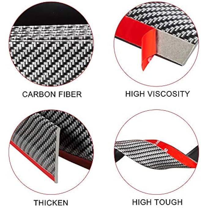 Samurai 2.5m/8.2ft Car Front Lip Universal Carbon Fiber Rubber Front Bumper Lip Splitter Spoiler for Car Side Skirt Lip Separator Waterproof Anti-Collision Protection for Truck - Image 5