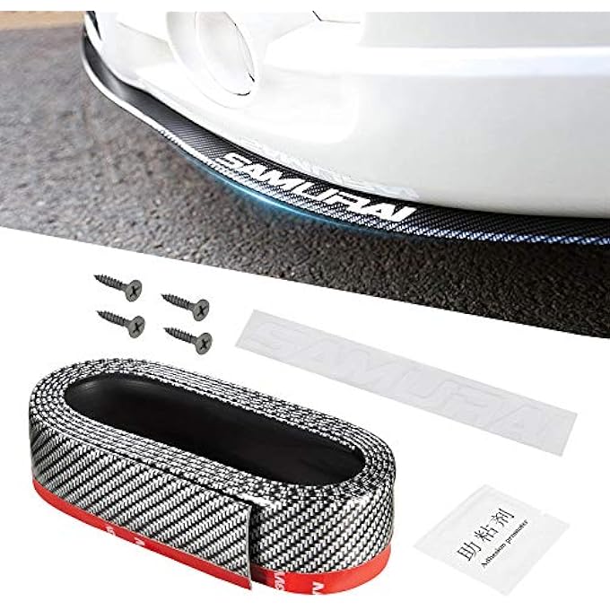 Samurai 2.5m/8.2ft Car Front Lip Universal Carbon Fiber Rubber Front Bumper Lip Splitter Spoiler for Car Side Skirt Lip Separator Waterproof Anti-Collision Protection for Truck - Image 1