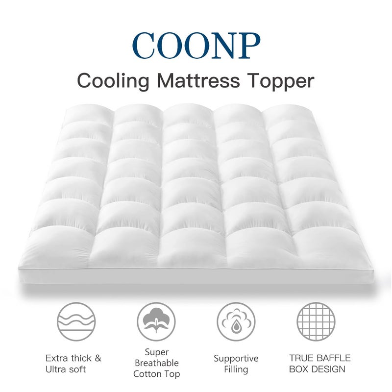 COONP King Mattress Topper, Extra Thick Pillowtop, Cooling Plush Mattress Pad Cover Cotton Top Bed Topper Protector with 8-21 Inch Deep Pocket - Image 2