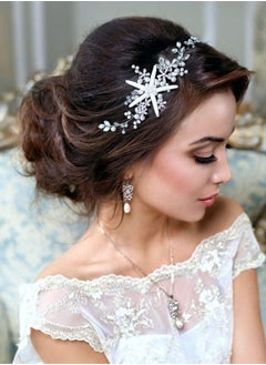 Starfish Wedding Hair Vine Accessories Flower Silver Bridal Headpiece Pearl Wedding Crystal Headbands for Bride
