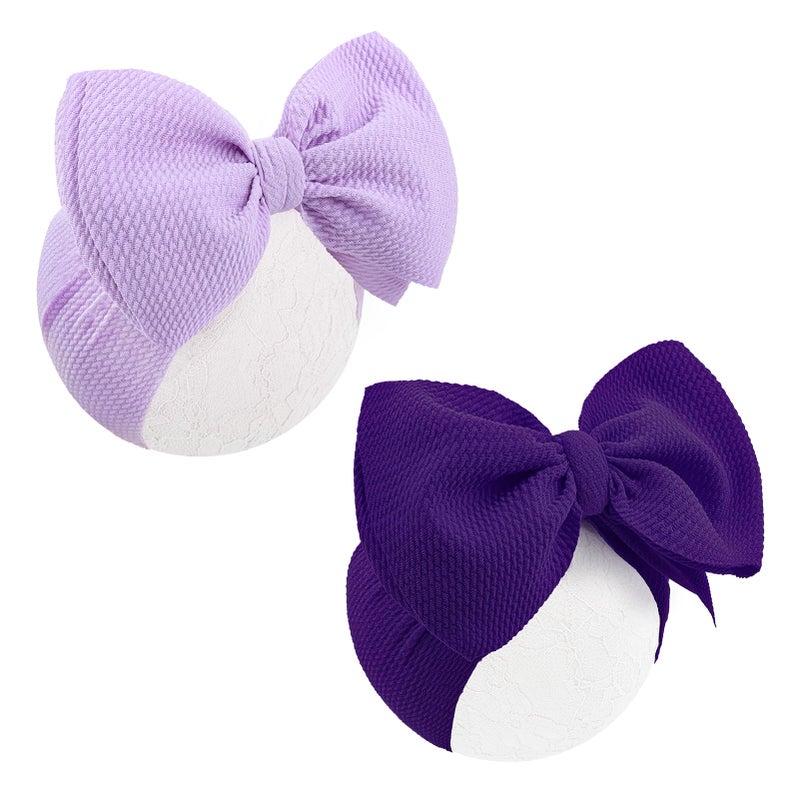 ONENINEDREAM Super Durable Soft Knot Headbands with Hair Bows Infant Toddlers Kids Hair Accessories Violet Purple Headband for Newborn Baby Girls - Image 1