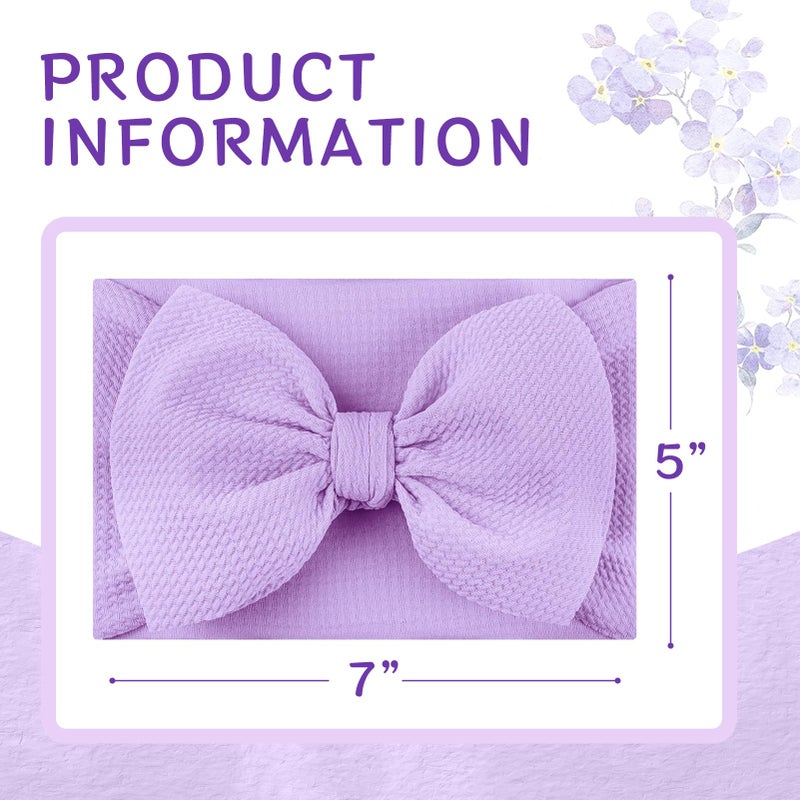 ONENINEDREAM Super Durable Soft Knot Headbands with Hair Bows Infant Toddlers Kids Hair Accessories Violet Purple Headband for Newborn Baby Girls - Image 4