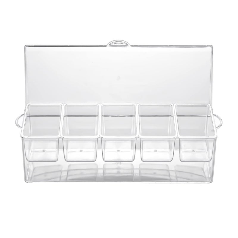 IVYHOME Ice Chilled 5 Compartment Condiment Server Caddy | Fruit Serving Tray | Condiment Pots with 5 Removable Dishes Over 2 Cup Capacity Each and Hinged Lid - Image 3