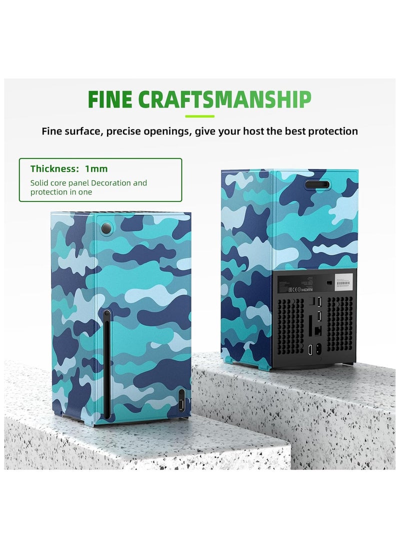 AOLION - Magnetic Smart Wraps for Xbox Series X Console, Full Protection Protective Cover Case for Xbox Series X Accessories with Premium PU Leather and Soft Inner Lining - Blue Camo - Image 1