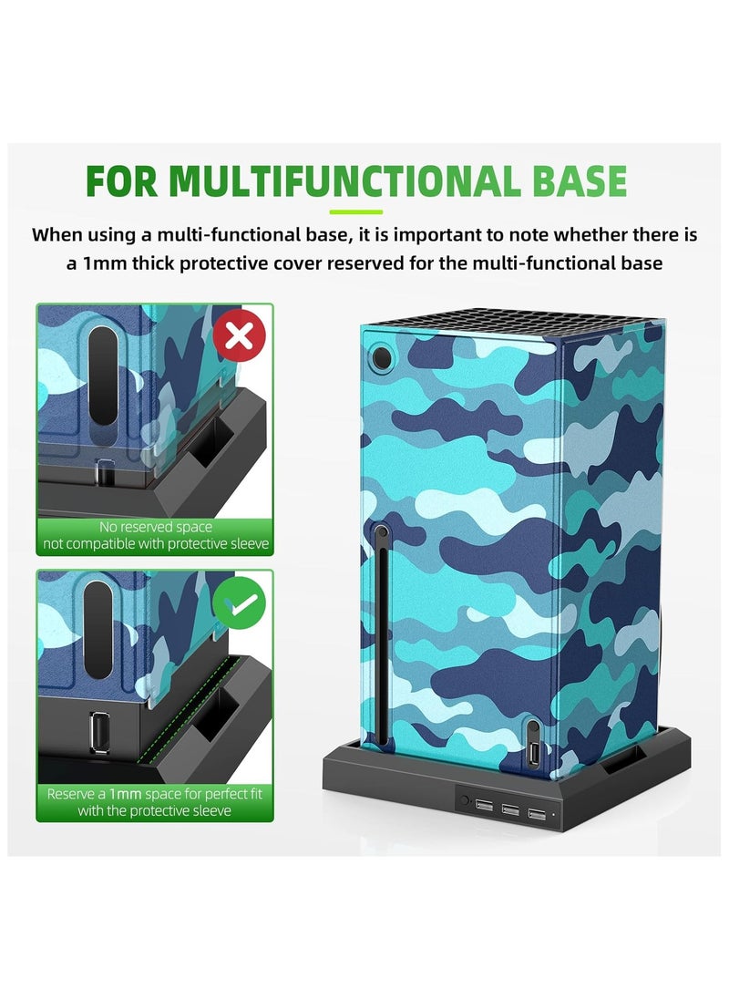 AOLION - Magnetic Smart Wraps for Xbox Series X Console, Full Protection Protective Cover Case for Xbox Series X Accessories with Premium PU Leather and Soft Inner Lining - Blue Camo - Image 1