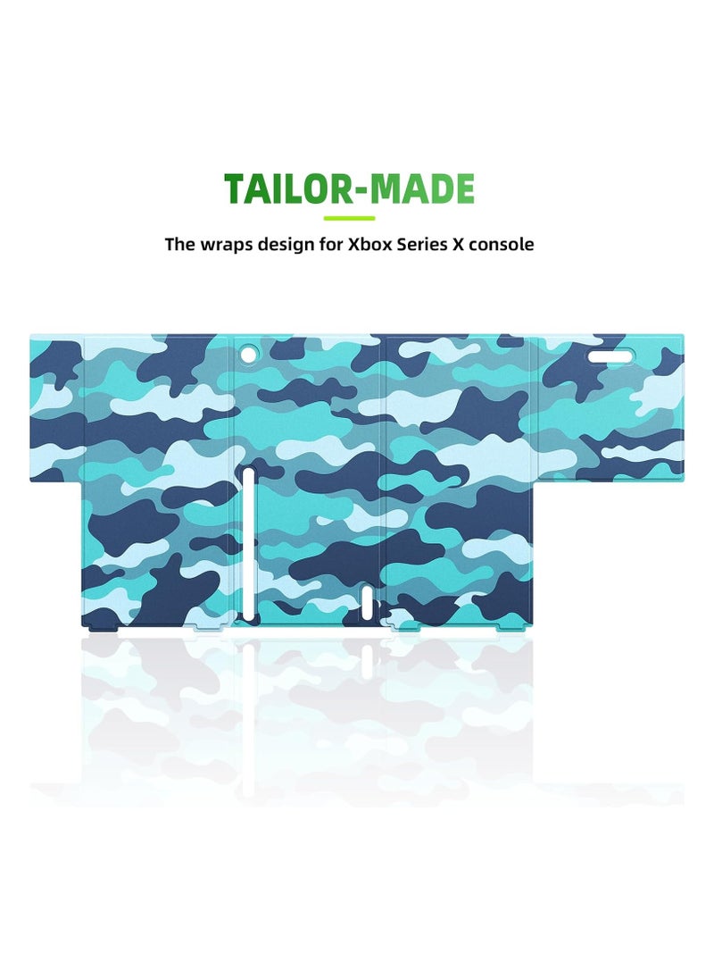 AOLION - Magnetic Smart Wraps for Xbox Series X Console, Full Protection Protective Cover Case for Xbox Series X Accessories with Premium PU Leather and Soft Inner Lining - Blue Camo - Image 1