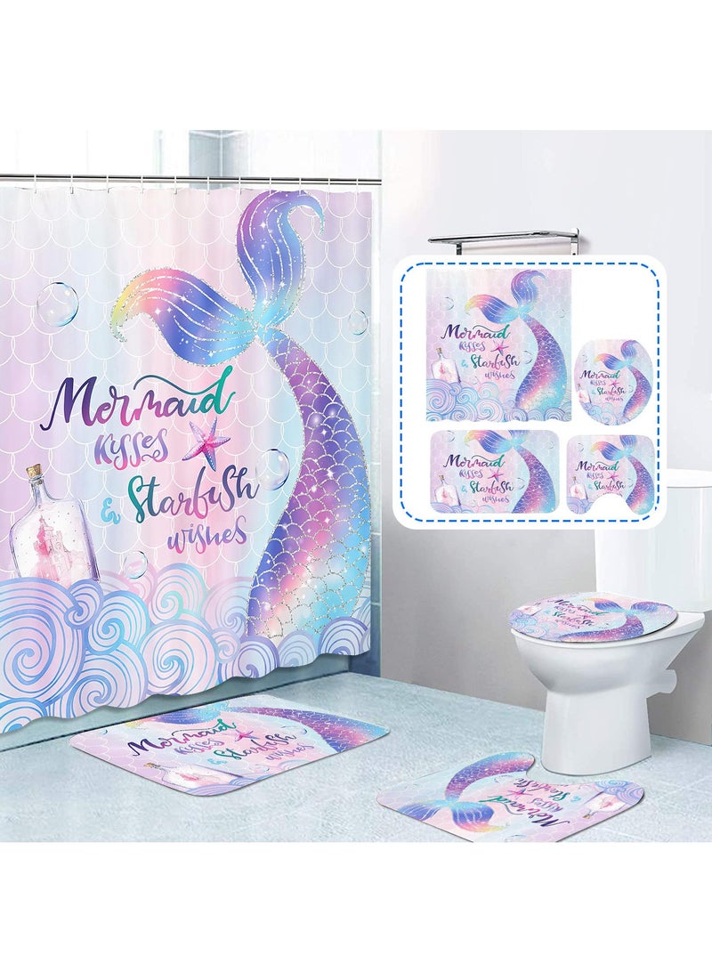 general Digital Printing Waterproof Shower Curtain Carpet 4 Piece Set - Image 1