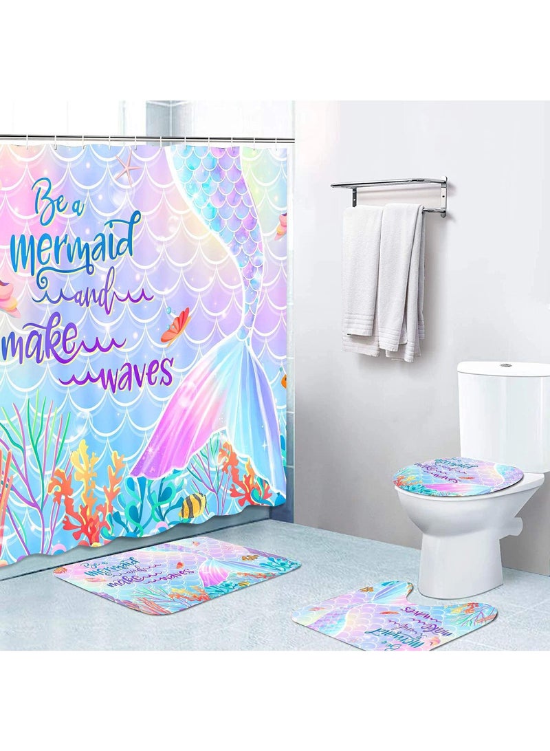 general Digital Printing Waterproof Shower Curtain Carpet 4 Piece Set - Image 2
