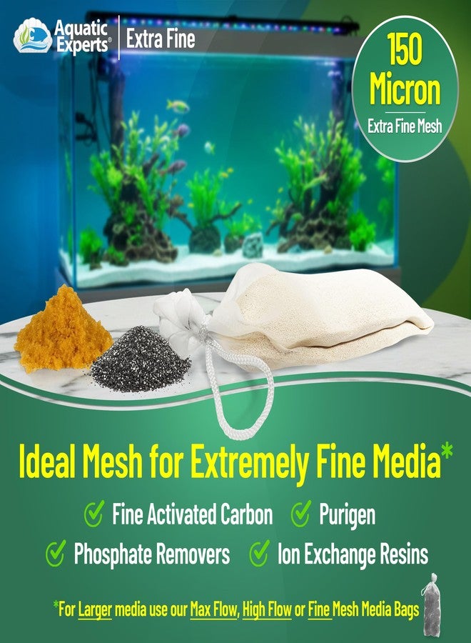 Aquatic Experts Extra Fine Aquarium Media Bag, Durable Drawstring Bags for Fish Tank Filters, 150 Micron Mesh, (Extra Fine, 3"x 4" - 4 Pack) - Image 3