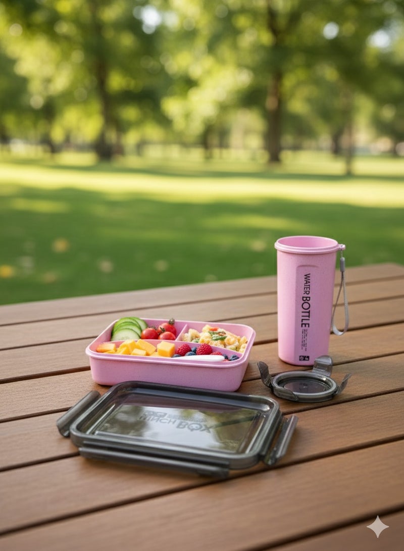 Toshionics Lunch Box Set 1.2L with 500ml Water Bottle Tumbler– Bento Meal Box with 3 Compartments, Spork and Tumbler– Freezer Safe, Leakproof and Airtight with Triple Compartment, BPA-Free, Lightweight, Durable and Recyclable Food Container for Adults and Kids – Home, Office, School, Daycare, Travel – 19x13x5 cm - Image 1