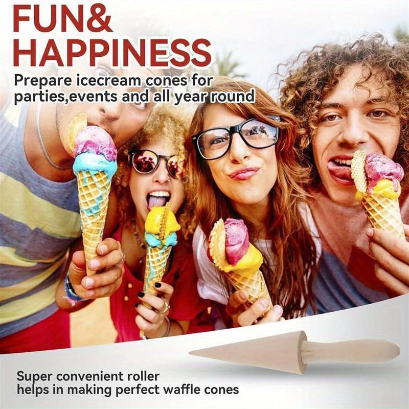 KalamkariX Waffle Cone Maker, Cone Maker for Home Bakers, DIY Dessert Preparation Tool, Wooden Pastry Cone Shaper for Ice Cream Cones and Decorative Pastries - Image 4