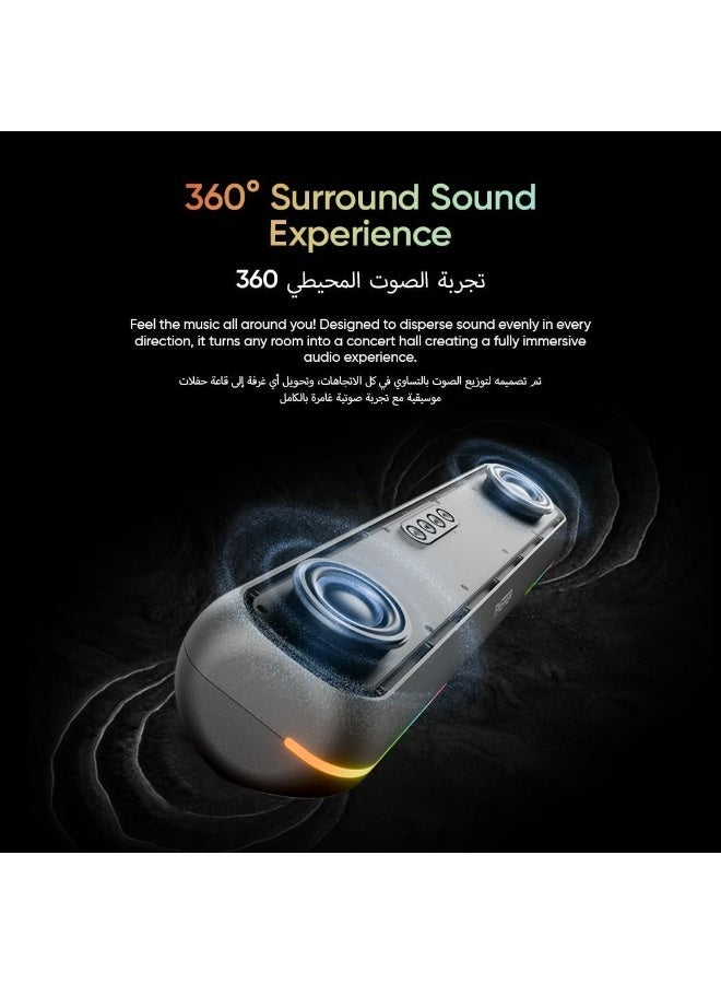 Faster Ryzo Z16 Soundbar - 16W Wireless Sound Bar 415x133x100mm Bluetooth 5.3 EDR 5H Playback RGB Light TWS - Portable Speaker USB AUX, TF Card - Hands-Free Call 360° Surround Sound (Charcoal Grey) - Image 2