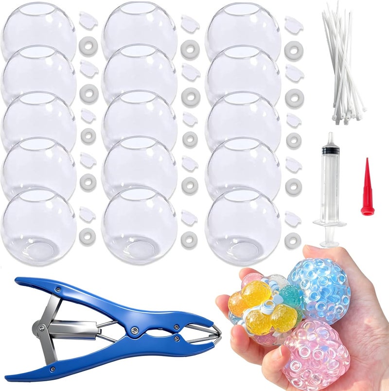 WEBUEP 15pcs DIY Stress Ball Kit – Blank Skins with Air Pump & Expander Tool for Making Pressure Balls, Make Your Own Fidget Pressure Balls for Adults (15Transparent) - Image 1
