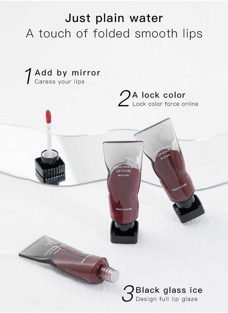 PINKYFOCUS Clear Mirror Lip Glaze Water Run, Lip Gloss, Lip Plumper, Long Lasting Waterproof Moisturizing Non Stick High Pigmented Watery Tinted Liquid Lipstick for Women  - Image 5