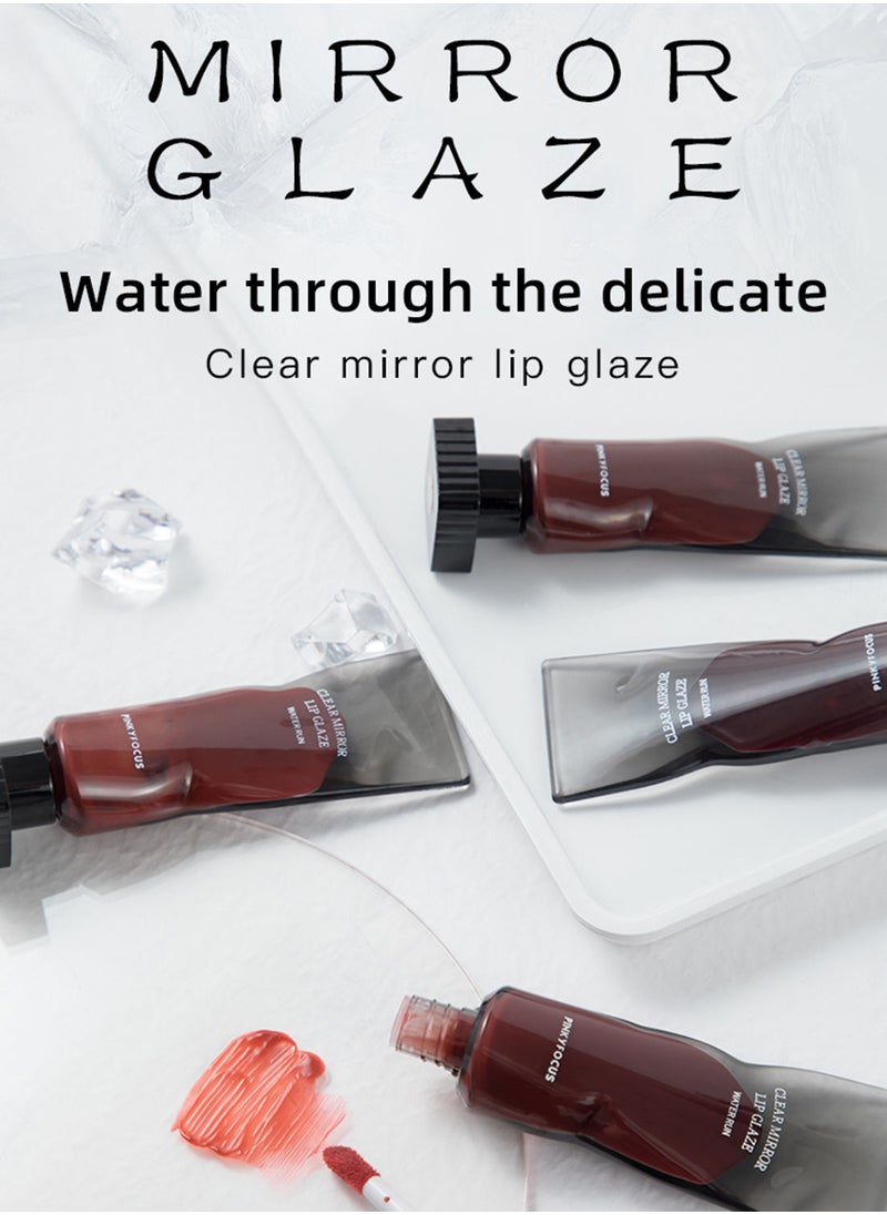 PINKYFOCUS Clear Mirror Lip Glaze Water Run, Lip Gloss, Lip Plumper, Long Lasting Waterproof Moisturizing Non Stick High Pigmented Watery Tinted Liquid Lipstick for Women  - Image 3