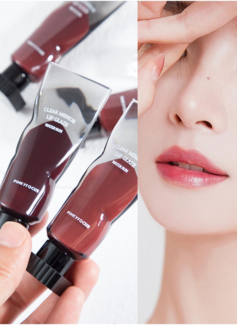 PINKYFOCUS Clear Mirror Lip Glaze Water Run, Lip Gloss, Lip Plumper, Long Lasting Waterproof Moisturizing Non Stick High Pigmented Watery Tinted Liquid Lipstick for Women  - Image 4