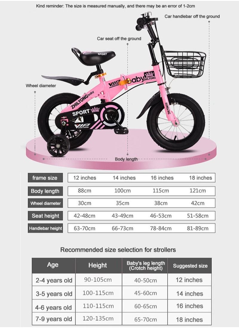 Zhiltong - 12 inch Kids Bike Folding Design for Easy Storage and Transport, Carbon Steel Frame with Responsive Brakes, Safe and Innovative Material, Shock Absorbing Tires - Image 1