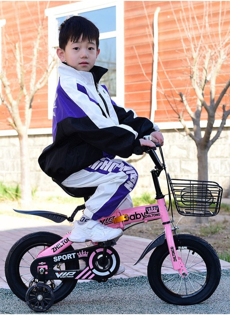 Zhiltong - 12 inch Kids Bike Folding Design for Easy Storage and Transport, Carbon Steel Frame with Responsive Brakes, Safe and Innovative Material, Shock Absorbing Tires - Image 1