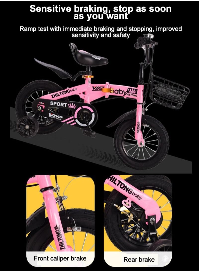 Zhiltong - 12 inch Kids Bike Folding Design for Easy Storage and Transport, Carbon Steel Frame with Responsive Brakes, Safe and Innovative Material, Shock Absorbing Tires - Image 1