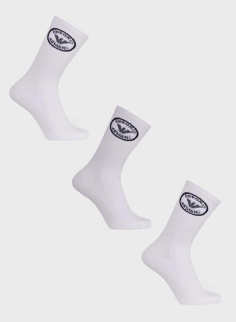 EMPORIO ARMANI 3 Pack Logo Ankle Socks