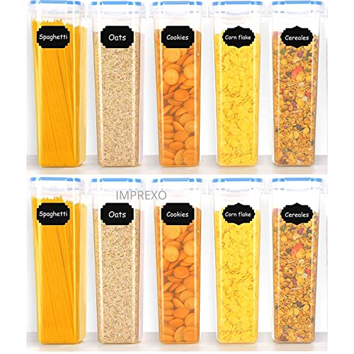 IMPREXO Air Tight Food Storage Containers Kitchen Containers For Storage Set Plastic Storage Box For Kitchen Airtight Containers Storage Jar Set For Kitchen Storage (Pack Of 10, 2150 ML),Transparent - Image 1