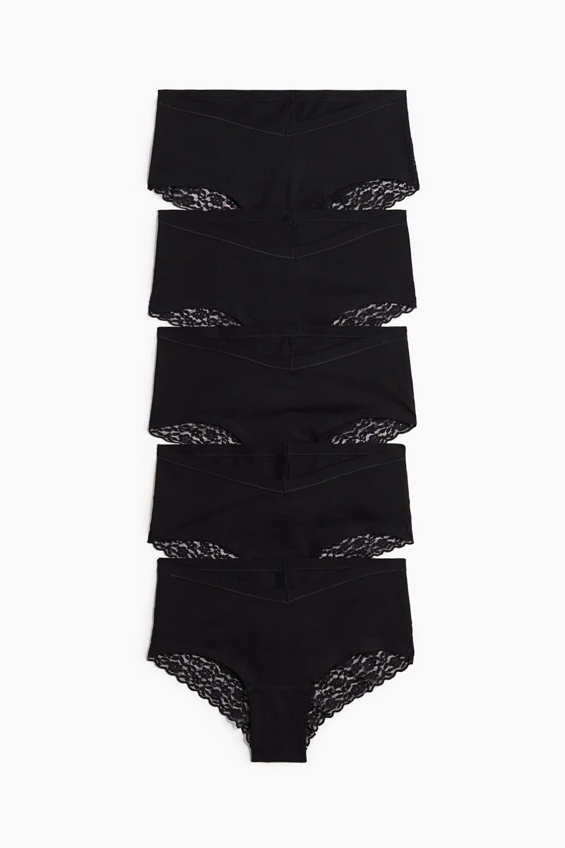H&M MAMA 5-pack lace-trimmed cotton hipster briefs