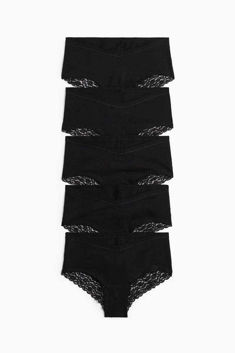 H&M MAMA 5-pack lace-trimmed cotton hipster briefs