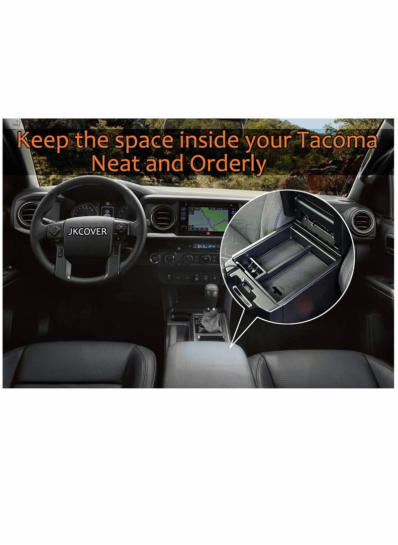 Toyota Tacoma Center Console Organizer Tray ABS Black Compatible 2016 2022 Durable Storage Solution