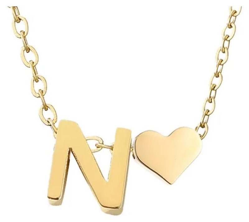 Luxuria Initial Necklaces for Women 18K Gold Plated Letter N Heart Pendant Personalized Initial Letter Necklace Small Name Necklaces Gift for Teen Girls - Image 1