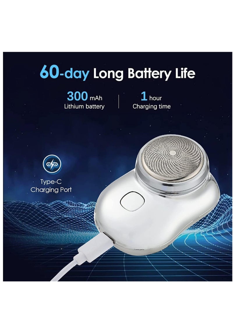 Mini&Portable Electric Shaver, New Pocket Portable Electric Shave, Magic USB Mini Shaver Electric Razor For Men, Rechargeable Travel Razors For Men Electric Shaver For Shaving Face(Blue) - Image 3