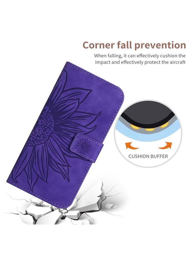 S-TOP Case For Motorola Moto G75 5G HT04 Skin Feel Sun Flower Embossed Flip Leather Phone Case with Lanyard - Image 5