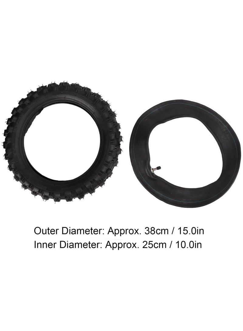 Trisar 2.5-10in Off Road Tire and Inner Tube Set, Heavy Duty Dirt Replacement Tire, 2.75-10 Dirt Inner Tube, for Baja Dirt Runner 49, CRF50, Motovox MVX70, Razor MX, SX500, PW50