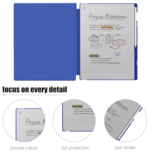E NET-CASE Case for Remarkable Paper Pro Tablet 11.8 inch (2024 Released), Slim Lightweight Folio Auto Sleep/Wake Design, Cover for Remarkable Paper Pro Digital Paper with Pencil Holder (Deep Blue) - Image 4