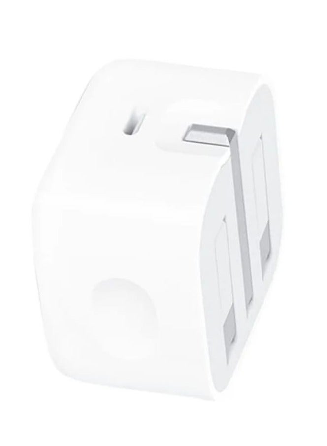 محول طاقة بقابس ثلاثي بمنفذ USB C بقدرة 20 وات أبيض - Image 2