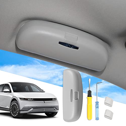 SXCY for 2022-2024 2025 Hyundai Tucson/Ioniq 5 Glasses Holder Box Fit 2022-2024 2025 Hyundai Tucson/Ioniq 5 Accessories Sunglasses Case Holder Driver/Passenger Side Overhead Grab Handle Storage(Grey) - Image 2