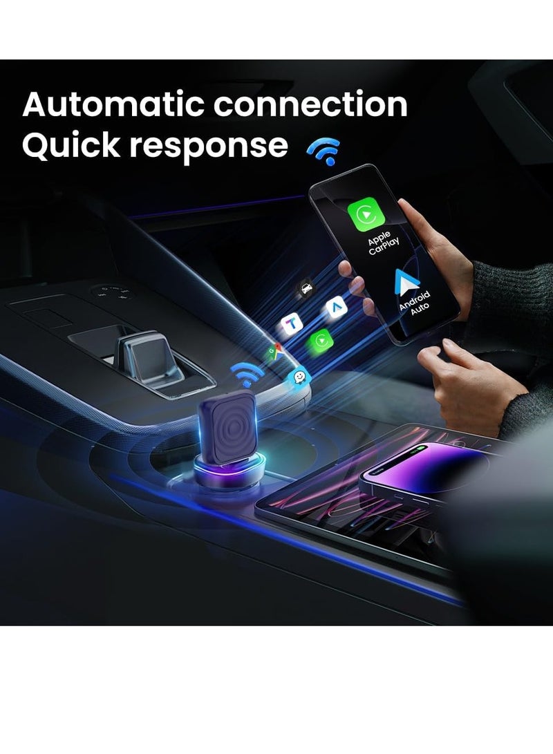 كار لينكيت محول CarPlay اللاسلكي الصغير 2 في 1 وAndroid Auto - لنظام iOS 10+/Android 11+، تحويل السلكي إلى لاسلكي باستخدام USB- - Image 4