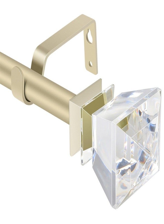 SCITOO Curtain Rods Set for windows 36 to 66 inches Adjustable Length 0.75inch Diameter Single curtain rod with Diamond Acrylic Finial,Champagne Gold - Image 1