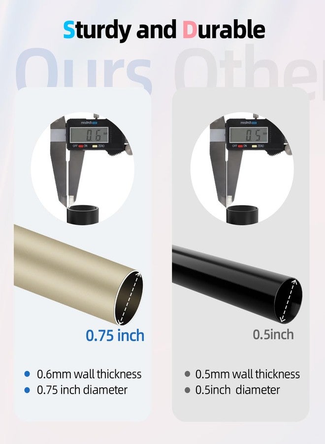 SCITOO Curtain Rods Set for windows 36 to 66 inches Adjustable Length 0.75inch Diameter Single curtain rod with Diamond Acrylic Finial,Champagne Gold - Image 4