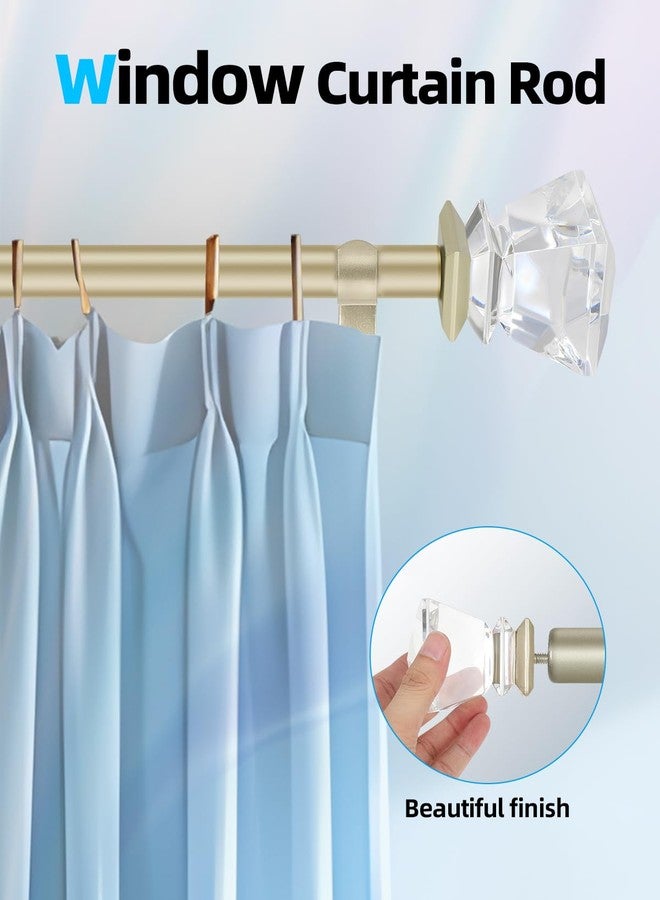 SCITOO Curtain Rods Set for windows 36 to 66 inches Adjustable Length 0.75inch Diameter Single curtain rod with Diamond Acrylic Finial,Champagne Gold - Image 2