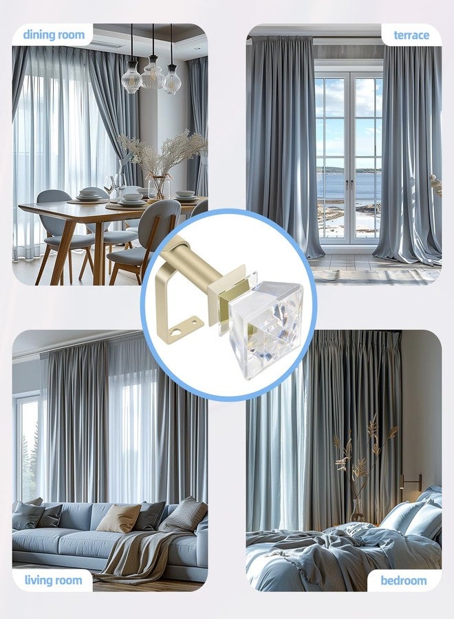 SCITOO Curtain Rods Set for windows 36 to 66 inches Adjustable Length 0.75inch Diameter Single curtain rod with Diamond Acrylic Finial,Champagne Gold - Image 5