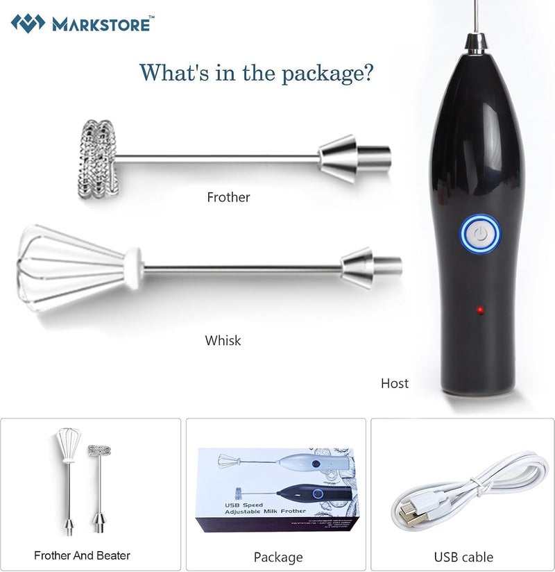 MARK STORE Powerfull Milk Frother & Egg Beater by Ouslife- Rechargeable Handheld Drink Mixer - Electric Whisk Foam Maker for Coffee, egg, Cappuccino, Matcha, Hot Chocolate & Coffee Creamer (Rechargeable 2in1) - Image 4
