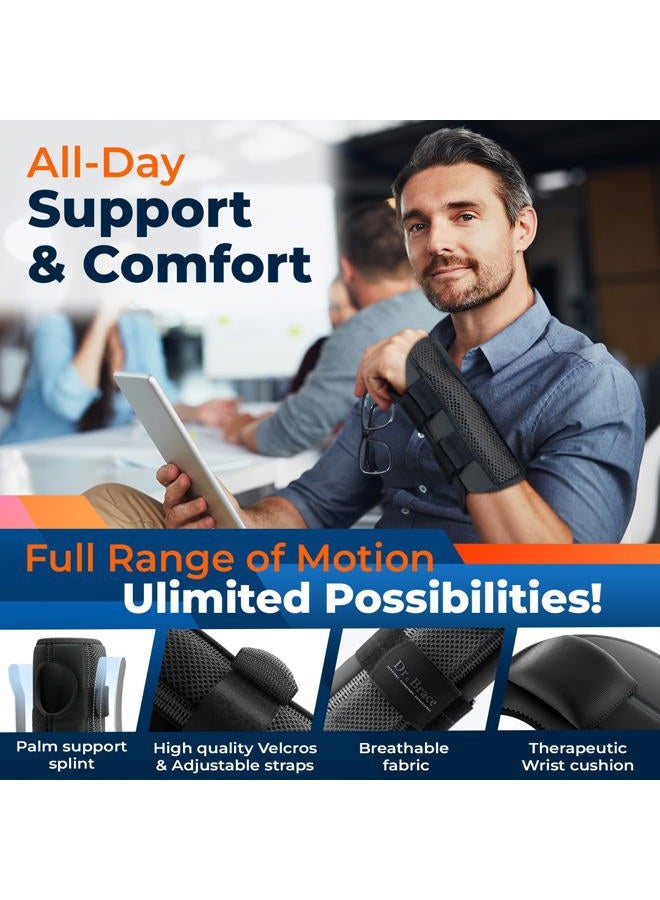 DR. BRACE Adjustable Wrist Brace Night Support for Carpal Tunnel, Doctor Developed, Upgraded with Double Splint & Therapeutic Cushion,Hand Brace for Pain Relief,Injuries,Sprains (S/M Right Hand, Black - Image 4